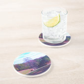 Dessous De Verre En Grès Cheval éloigné dans un champ violet (Côté)