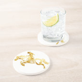 Dessous De Verre En Grès Cheval et Cavalier Dorés Abstraits (Côté)