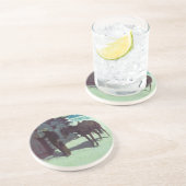 Dessous De Verre En Grès Cheval et Cowboy neige hivernale (Côté)