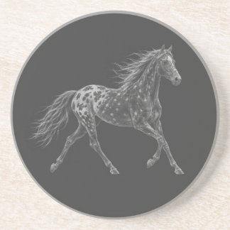 Dessous De Verre En Grès Cheval Mustang Appaloosa Sauvage Craie Art Pierre