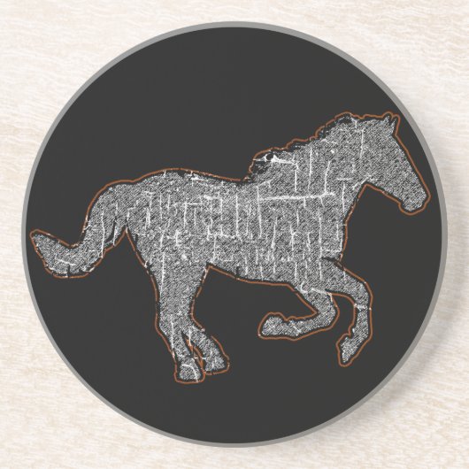 Dessous De Verre En Grès cheval noir (Devant)