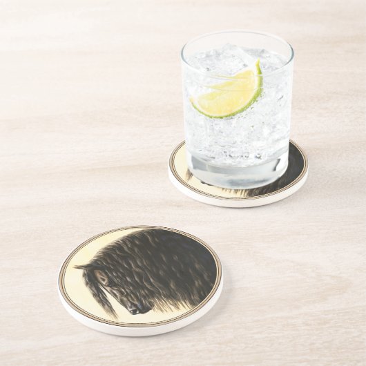 Dessous De Verre En Grès Cheval noir Friésien (Côté)