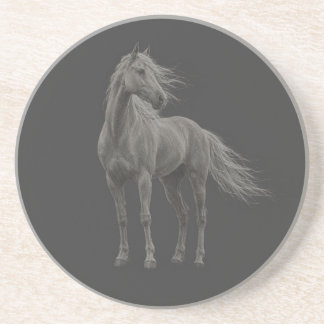 Dessous De Verre En Grès Cheval Palomino Debout Élégant Art Chaux Pierre