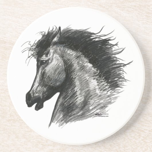 Dessous De Verre En Grès Cheval Sauvage Fougueux (Devant)