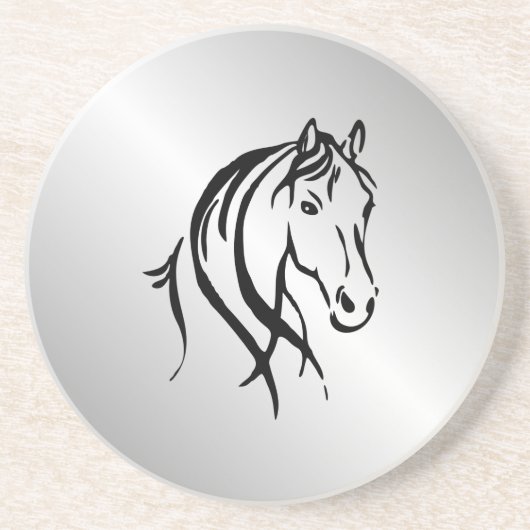 Dessous De Verre En Grès Cheval tête sur argent (Devant)