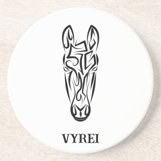 Dessous De Verre En Grès Cheval tribal noir et blanc (Devant)