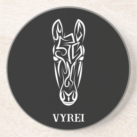 Dessous De Verre En Grès Cheval tribal noir et blanc (Devant)