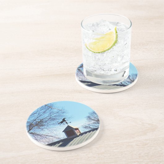 Dessous De Verre En Grès Cheval Vane Météo Ciel Bleu (Côté)