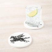 Dessous De Verre En Grès Cheval volant - noir et blanc (Côté)