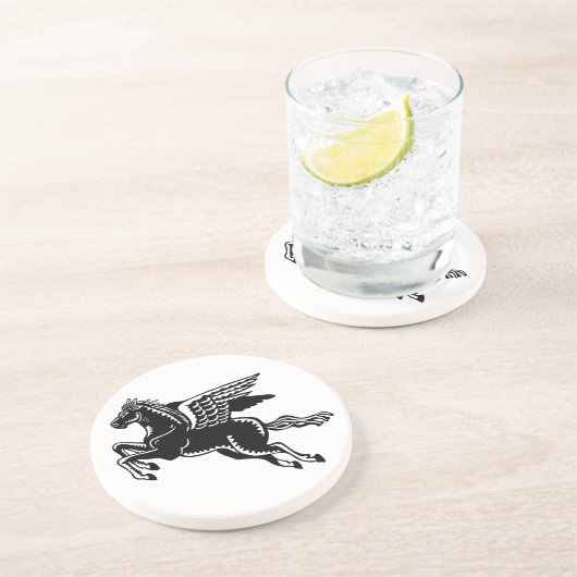 Dessous De Verre En Grès Cheval volant - noir et blanc (Côté)