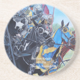 Dessous De Verre En Grès chevaliers médiévaux jouant sur l'art historique d