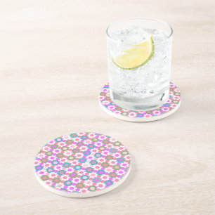 Dessous De Verre En Grès Chevaucher les Pois en rose et vert
