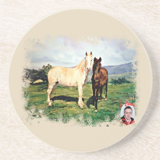 Dessous De Verre En Grès Chevaux/Chevaux/Cheval (Devant)