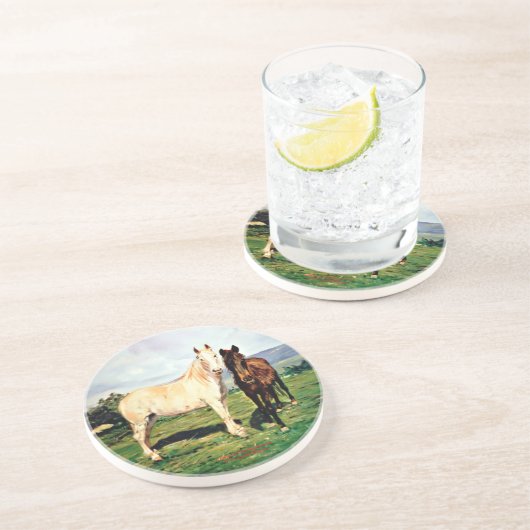 Dessous De Verre En Grès Chevaux/Chevaux/Cheval (Côté)