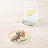 Dessous De Verre En Grès Chevaux dans le coucher du soleil (Côté)
