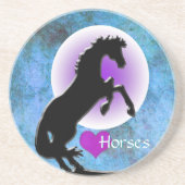 Dessous De Verre En Grès Chevaux de coeur V (bleu/vert) (Devant)