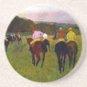 Dessous De Verre En Grès Chevaux de course Edgar Degas à Longchamp