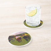 Dessous De Verre En Grès Chevaux de course Edgar Degas à Longchamp (Côté)