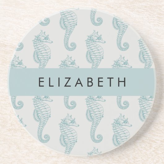 Dessous De Verre En Grès Chevaux de mer tropicaux, Motif hippocampe, Votre  (Devant)