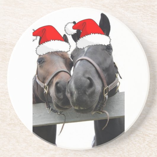 Dessous De Verre En Grès Chevaux de Noël (Devant)