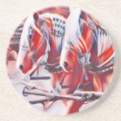 Dessous De Verre En Grès Chevaux de travail (Devant)