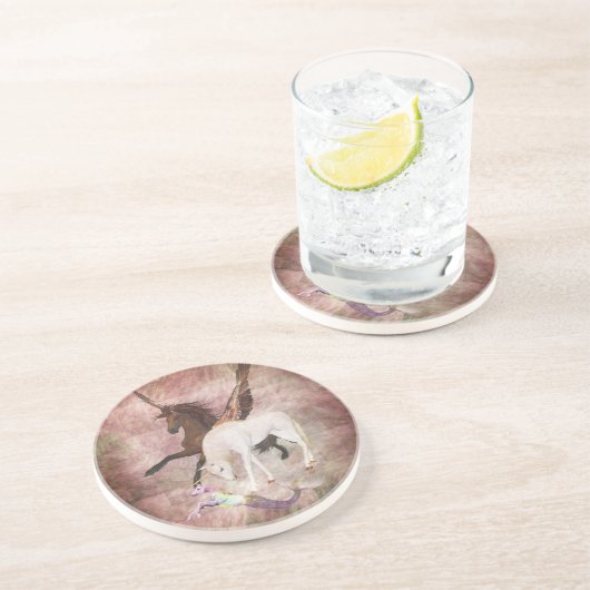 Dessous De Verre En Grès Chevaux d'Imaginaires (Côté)