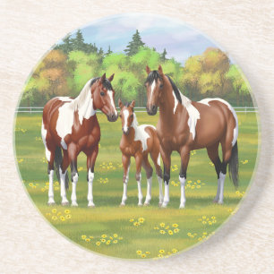 Dessous De Verre En Grès Chevaux Du Quartier De Peinture De Baie Pinto En P