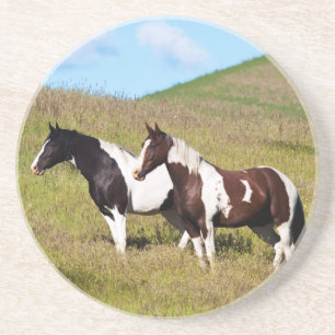 Dessous De Verre En Grès Chevaux sur le versant de la colline