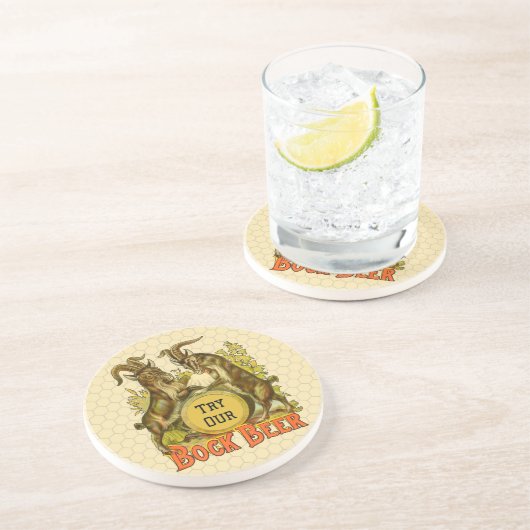 Dessous De Verre En Grès Chèvres Bock Bière Publicité (Côté)