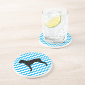 Dessous De Verre En Grès Chevron Bébé Bleu Avec Boxer Silhouette (Côté)