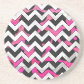 Dessous De Verre En Grès Chevron Cow Hot rose et noir (Devant)