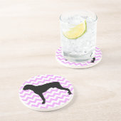 Dessous De Verre En Grès Chevron Rose Avec Silhouette Boxer (Côté)