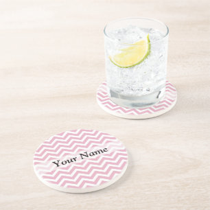 Dessous De Verre En Grès chevron rose et blanc