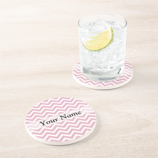 Dessous De Verre En Grès chevron rose et blanc (Côté)