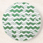 Dessous De Verre En Grès Chevron Vache vert et blanc Impression (Devant)