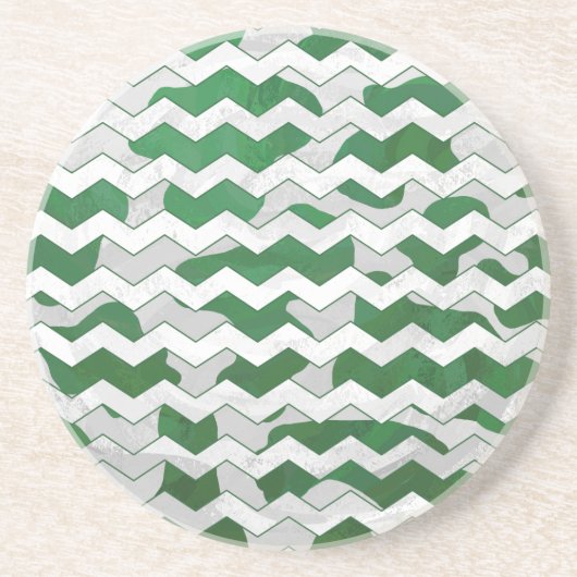 Dessous De Verre En Grès Chevron Vache vert et blanc Impression (Devant)