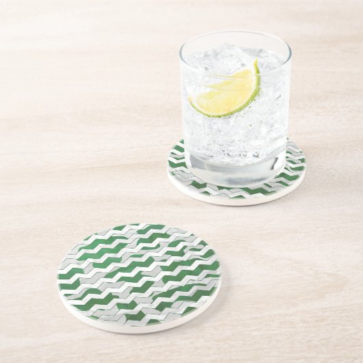 Dessous De Verre En Grès Chevron Vache vert et blanc Impression (Côté)