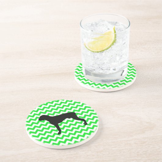 Dessous De Verre En Grès Chevron vert irlandais avec silhouette de boîte (Côté)