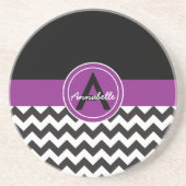 Dessous De Verre En Grès Chevron Violet Noir (Devant)