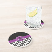 Dessous De Verre En Grès Chevron Violet Noir (Côté)