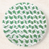 Dessous De Verre En Grès Chevron Zebra Green et White Print (Devant)