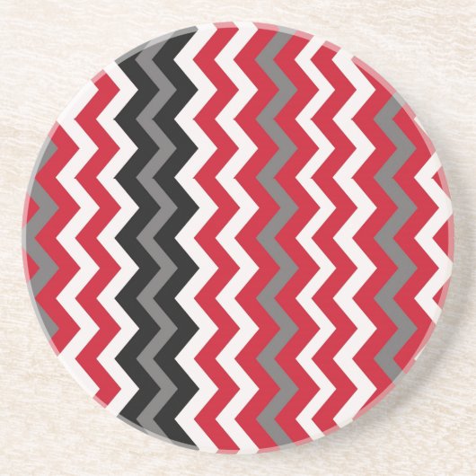 Dessous De Verre En Grès Chevrons rouges et blancs avec le gris (Devant)