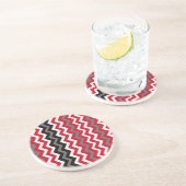 Dessous De Verre En Grès Chevrons rouges et blancs avec le gris (Côté)