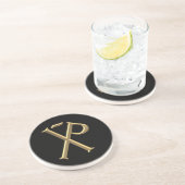 Dessous De Verre En Grès Chi-Rho 3 D D'Or (Côté)
