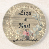 Dessous De Verre En Grès Chic Floral Wreath Rustique Mariage (Devant)