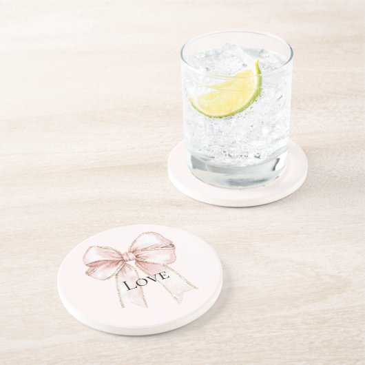 Dessous De Verre En Grès Chic Joli Bow Rose (Côté)