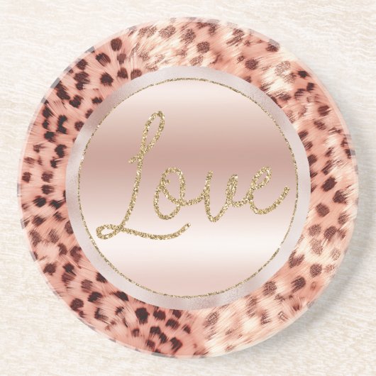 Dessous De Verre En Grès Chic Joli Rose Gold Leopard (Devant)