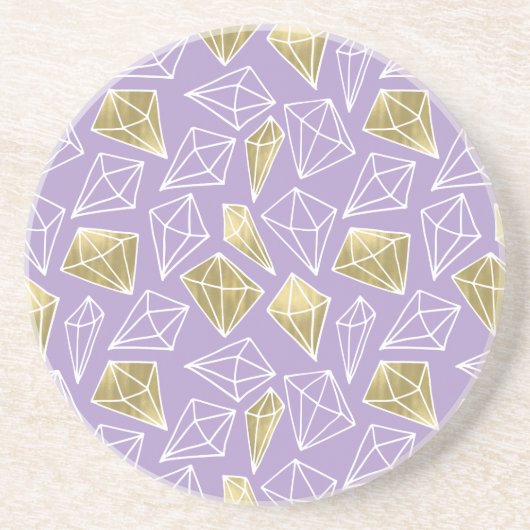 Dessous De Verre En Grès Chic Lavender Gold Diamonds Noël (Devant)