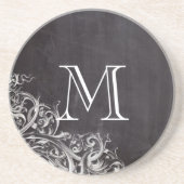 Dessous De Verre En Grès chic poule chic chic chalkboard monogramme (Devant)