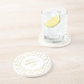 Dessous De Verre En Grès Chic tendance Géométrique Blanc doré (Côté)